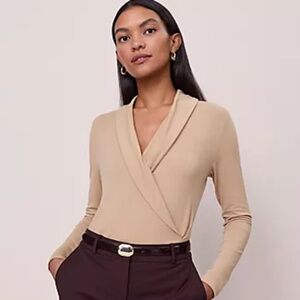 Ann Taylor RUST Shawl Collar Wrap Top NWT Size L